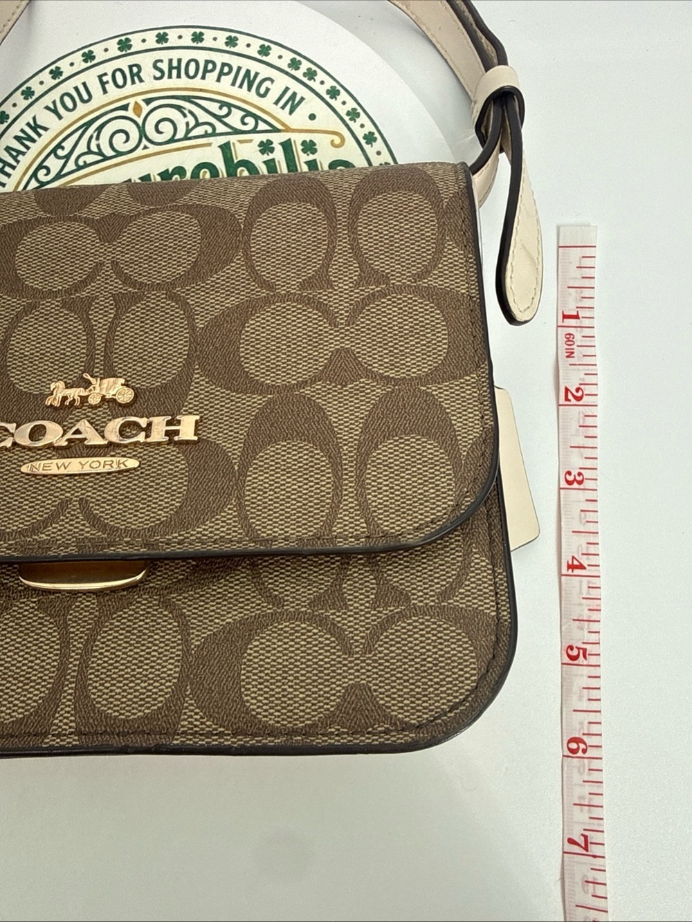 EUC Coach Brown Signature Canvas Crossbody with Cream Strap - Picture 10 of 16